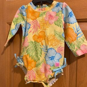 Ruffle Butts Colorful Floral Kids Swim One Piece